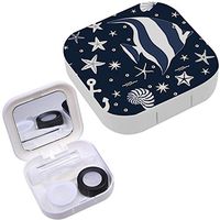 Portable Contact Lens Case Box Travel Kit Mirror + Bottle + Tweezers Container Holder [ Marine Fishes Conchs ]