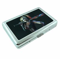 Harley Quinn Bat Sexy Comic Book Metal Silver Cigarette Case Holder Wallet RFID-blocking