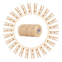 100pcs Mini Wooden Clothes Pin Photo Paper Peg Card Craft Clips with Rope