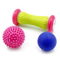 Lixada Foot Massage Roller Spiky Ball Foot Pain Relief Massager Relieve Plantar Fasciitis and Heel Foot Arch Pain and Relax Shoulder Foot Back Leg Hand, Included 1 Roller & 2 Balls