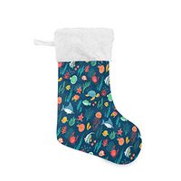 Personalized Christmas Stocking Marine Life Background Santa Xmas Tree Decor Socks Gift Kids Fireplace/Restaurant/Hotel/Club/bar
