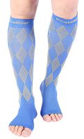 Doc Miller Open Toe Compression Socks 1 Pair 20-30mmHg Stockings (YlwBlue, L)