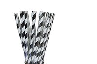 Silver Foil Striped Paper Straws (25)