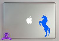 Overly Attached Decals Rearing Unicorn Vinyl Decal Sized to Fit A 11" Laptop - Sky Blue