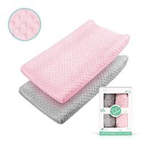 Changing Pad Covers Baby Girls Boys Ultra Soft Stretchy Premium Changing Table Pad Covers for Girls and Boys Breathable Comfortable Diaper Changing Pad Covers - 2 Packs,Pink and Grey