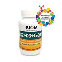 Biom Probiotics Vitamin D3 K2 with CoQ10- Bone Health Supplements, The Synergistic Combination for Bone, Heart and Brain Health- Non-GMO, Gluten Free and Vegan