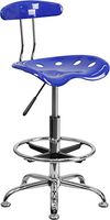 Vibrant Nautical Blue and Chrome Drafting Stool with Tractor Seat [LF-215-NAUTICALBLUE-GG] electronic consumers