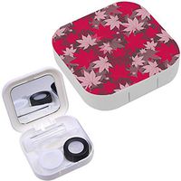 Portable Contact Lens Case Box Travel Kit Mirror + Bottle + Tweezers Container Holder [ Leaf Leaves ]