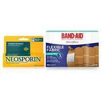 Band Aid Brand Flexible Fabric Adhesive Bandages for Minor Wound Care 100 ea & Neosporin Original Ointment for 24-Hour Infection Protection 1 oz 1 ea