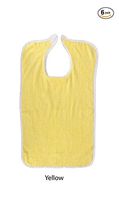 Adult Terry Cloth Bib with Velcro Closure Size 18 X 30-6 Pack (Yellow)