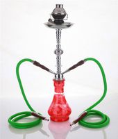 2 hose 23" Nablus Red Hookah Shisha Nargila water glass vase pipes smoke sale