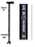 Walking Cane Adjustable T Handle with Footed Cane Tip US Navy Sea Bees Military Design