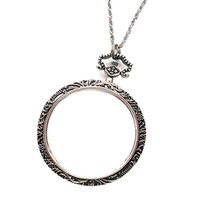 Zfyfyfyf 10X Necklace Magnifier Pocket Magnifying Glass Monocle Hanging Pendant Chain Reading Magnifier Loupe with 47mm Glass Lens for Books Newspapers Maps Crafts Hobby (Color : Silver)