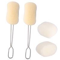 2pcs Bottle-Dish Brush Cleaning Coarse Sponge Replaceable STAINLESS Handle 10''Long