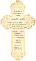 Cream Diecut Cross Baptism Christening Invitations - Set of 20