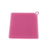Finance Plan Square Silicone Scrubber Dish Washing Kitchen Household Tool Cleaning Pad (Pink)