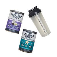 Designer Whey VANILLA LOVERS BUNDLE, French Vanilla + Vanilla Coconut, Includes FREE Shaker Bottle