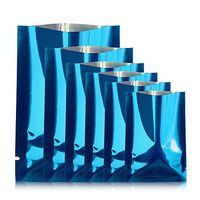 100Pcs Glossy Metallic Mylar Foil Open Top Sealable Bags For Cosmetic Mask Samples Pack Flat Bottom Aluminum Foil Vacuum Pouch Food Grade Storage Bag (Blue, 6x9cm (2.36"x3.54"))