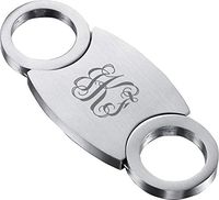Personalized Visol Xenon Brushed Steel Finish Guillotine Cigar Cutter with Free Laser Engraving (Vine Monogram)