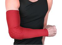 Joyeer Elbow Braces Honeycomb Sponge Anti-Crash Basketball Arm Sleeves Long Comfortable Sport Tennis Strap 1PC , red , L