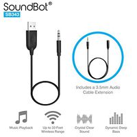 SoundBot SB343 3.5mm AUX Bluetooth Receiver Adapter Dongle,Universal Compatibility to Stream Music from ANY Bluetooth Wireless Enabled Players to Home/Car Audio Speaker System w/ 3.5mm Audio-In Port