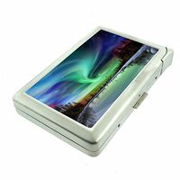 Alaska Scenery D10 Cigarette Case Lighter Smoking King Size Cigarettes Silver Metal Wallet 4" X 2.75" RFID Protection