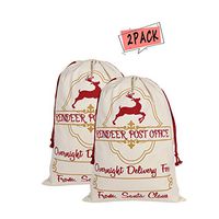 Oileus 2 Pack Bag Santa Sack Large Personalized Cotton Drawstring Bags for Kid Present (Large, Red Deer)
