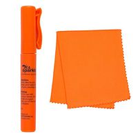 Eye Glasses Cleaning Kit For Lenses And Screens | (1) Eyeglass Cleaner Spray 8 ml Bottle + (1) Soft Premium Microfiber Cloth | For Eyewear, Sunglasses, Camera Lenses, Smartphones, And Tablets | Orange