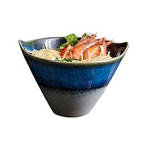 ENYI European Creative Binaural Bowl Personality Ceramic Bowl Irregular Salad Bowl Household Large Soup Bowl Noodle Bowl (Color : A)