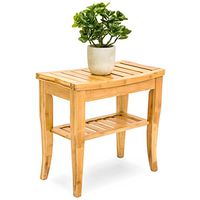 Best Choice Products Bamboo Bathroom Shower Seat Bench Stool w/Storage Shelf