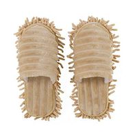 CapsA Mop Slippers Shoes for Women Men Floor Dust Dirt Hair Cleaner One Pair Mop Cleaning Dusters House Slippers Shoes Cover (Beige, S)