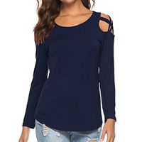 NEARTIME Women T-Shirt, Fashion Long Sleeve Tops Off Shoulder Strappy O-Neck Casual Daily Blouses