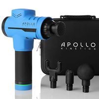 Apollo Kinetics Pulse Massage Gun Portable Electric Deep Tissue Percussion Muscle Massager Drill, Hand Held Cordless Design, Full Body Pain Relief Recovery Stimulator, 4 Heads & Carry Case Included