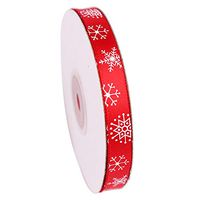 Gsdviyh36 22m Christmas Snowflake Print Satin Ribbon DIY Gift Wedding Wrapping Decoration, Xmas Gift, Create a Festive Atmosphere (Merry Christmas) Red