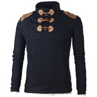 MakeupStore Men's Down and Down Alternative Jackets Mens T Shirts Men's Autumn Winter Casual Button Choker Long Sleeve Jersey Shirt Top Blouse (Black, M)