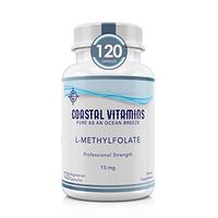Coastal Vitamins L-Methylfolate 15 mg (15000 mcg) 120 Count Maximum Potency Active Folate, 5-MTHF, Additive/Filler Free, Gluten Free, Non-GMO, Vegetarian Capsules