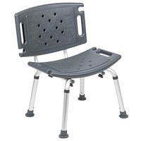 Flash Furniture HERCULES Series Tool-Free and Quick Assembly, 300 Lb. Capacity, Adjustable Gray Bath & Shower Chair with Extra Large Back
