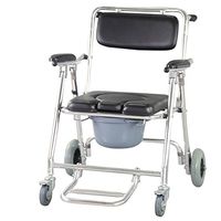 Pevor Mobile Commode Chair Toilet Shower Wheelchair for Disability Aid Disability Aid with 4 Brakes, Wheels & Footrests (Shipping from USA)