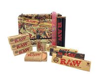 Bundle-12 Items-Raw Everything Mini Tray, Raw 2-Way Roller, 3 Raw King Size Rolling Papers, Raw Gummed Tips, Hydrostone Plus Hemp Wick and Raw Mini Clipper