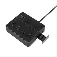 USX Power Strip with 3 USB 4 Outlet,Drawer bracket Desktop Charging Station with 5 Feet Extension Cord - Black (Black)