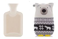 Happy Lily 1 Liter Classic Rubber Hot Water Bottle with 1 Knit Cover, White- Best Gift for Christmas