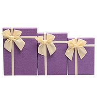 Drasawee Gift Boxes with Lids 3 Assorted Sizes Purple Cover Beige Botton