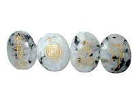 Jet Rainbow Moonstone Oval Usui Reiki Healing Set Chakra Balancing Meditation Gemstone Free Booklet Crystal Therapy Image is JUST A Reference