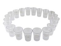 Party Shot Glasses for Bachelorettes and Birthdays, Cheers Bitches 2 oz Plastic Shooters (20 Pack)