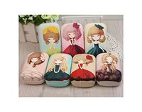 Cute Flower Girl Princess Companion Box Leather Box 7 Types Contact Lens case Lenses Container,Random