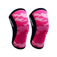 Knee Sleeves ( 1 PAIR ) 7 mm Neoprene Best Knee Supports Pain Compression Brace Cap for Squats, Crossfit WODS Weightlifting Powerlifting Strong Knee Pads For Men Women by RUNTOP (L, Pink Camo)