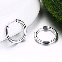 Simple Silver Hoops Earrings Hinged Sleeper Stainless Steel Earring Jewelry Accessory Good Women Fashion Stylish Womens Novelty Pendant Prom Pretty Bangle