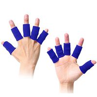 10 Pcs Finger Protector Sleeves, Summer Sport Elastic Arthritis Braces, Knuckle Compression Protector Prevent Calluses Supports Stretchy Bands Aid (Blue)