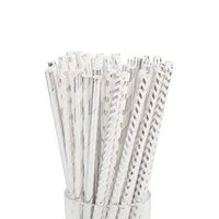 Gold Foil Paper Straws, Biodegradable Disposable Party Drinking Straws, Pack of 100 (Mixed Silver)