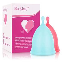 Bodybay Menstrual Cup，Set of 2 Periods Kit with FDA Registered，Best Feminine Alternative Protection to Tampons and Cloth Sanitary Napkins (Blue&red, Small)